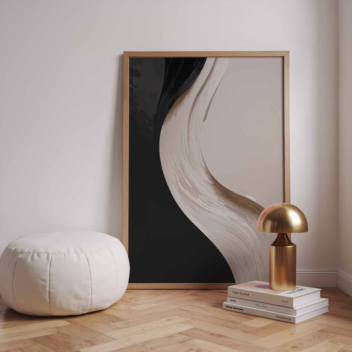 Elegante Abstracte Golflijnen – staande kleurrijke abstracte wanddecoratie van WallArtistic