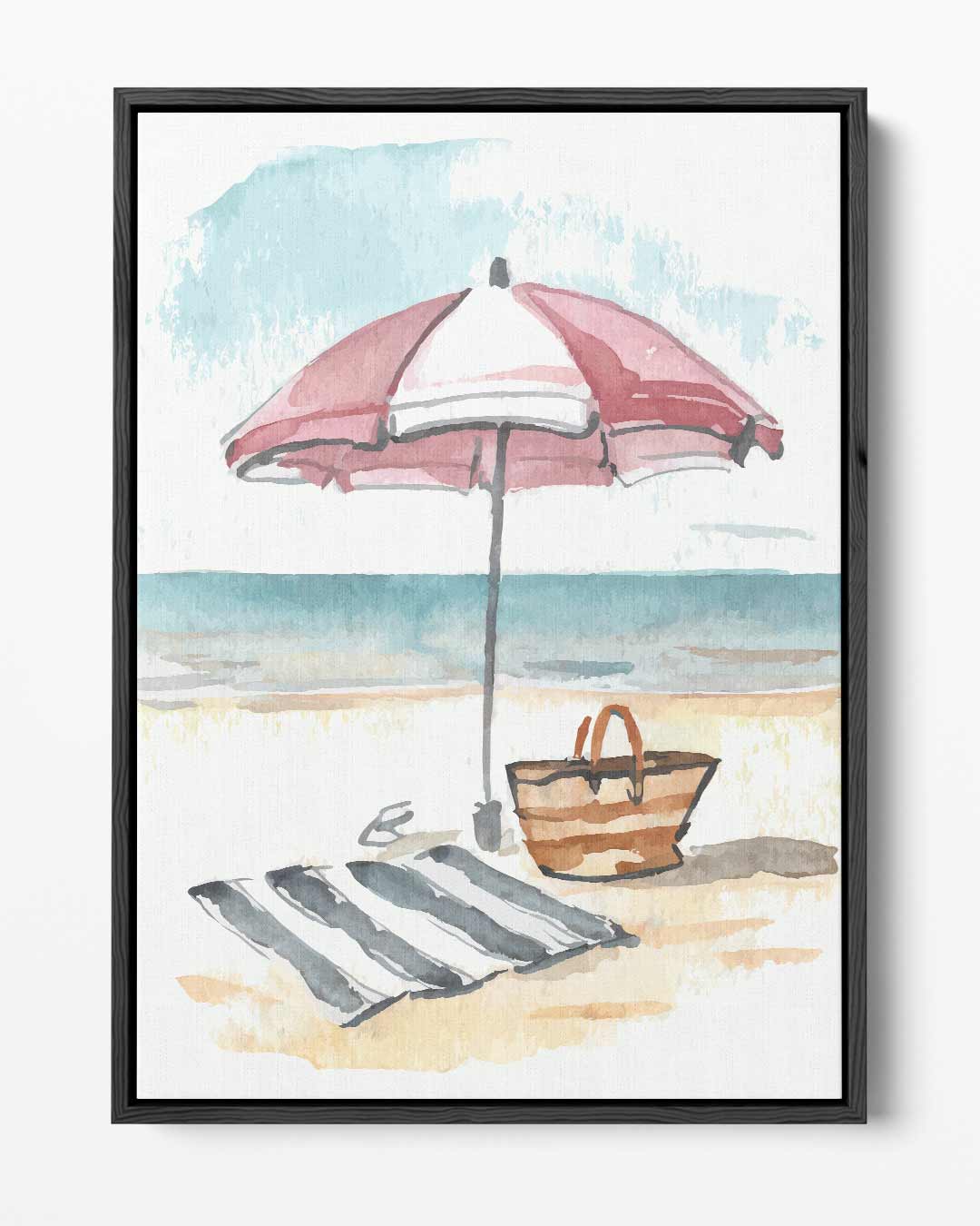 Stranddag in Aquarel – portret kunstwerk als wanddecoratie