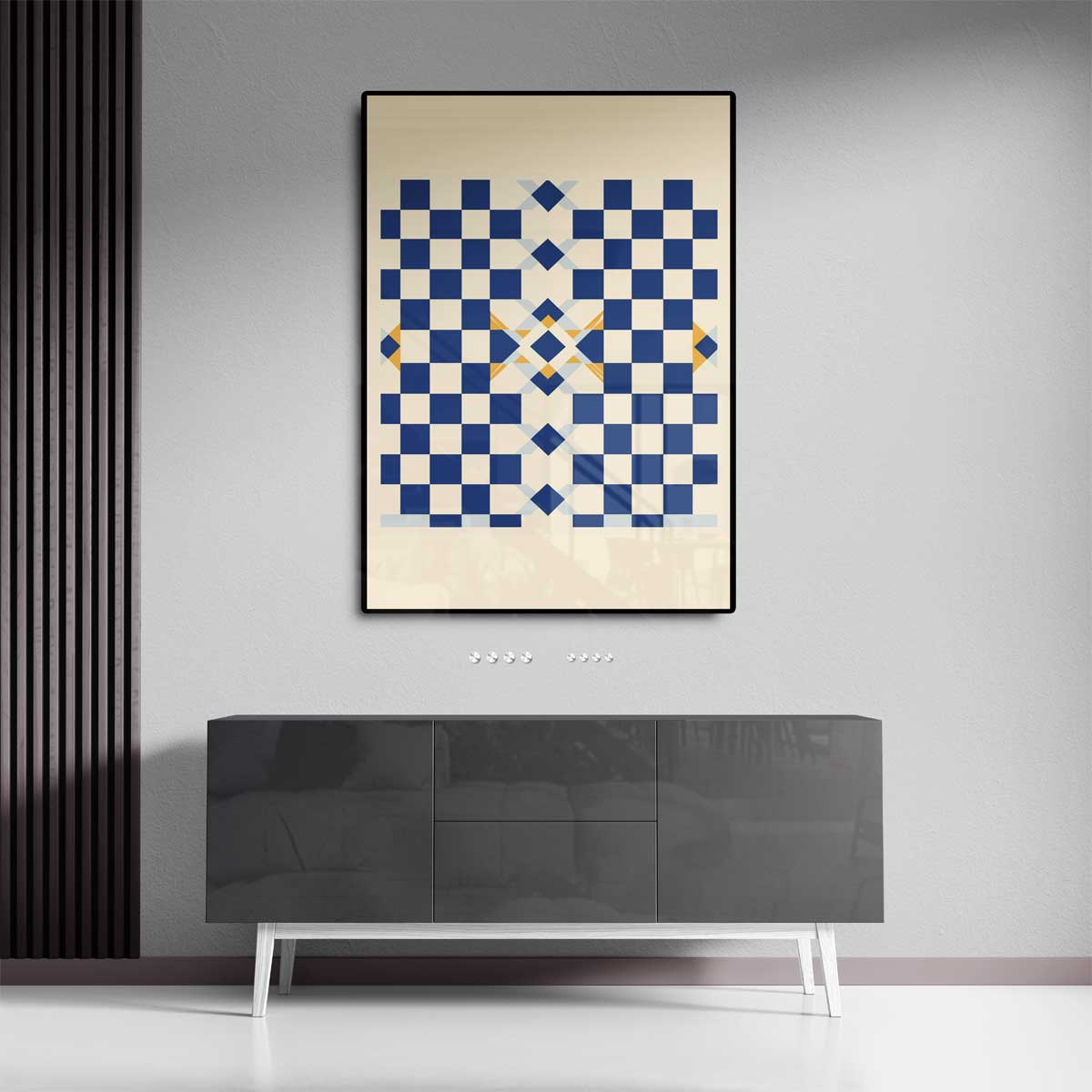 Geometrisch Schaduwspel – dibond wanddecoratie in staand formaat