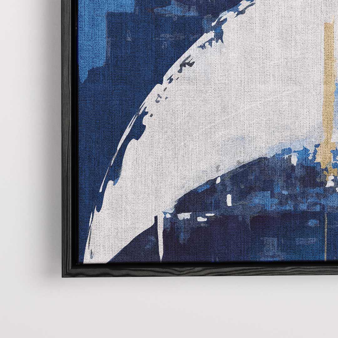 Expressieve Blauwe Abstractie – canvas kunstwerk als wanddecoratie