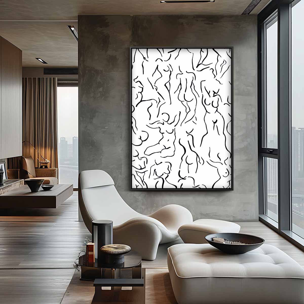 Elegante Lijn Spel – dibond wanddecoratie in staand formaat