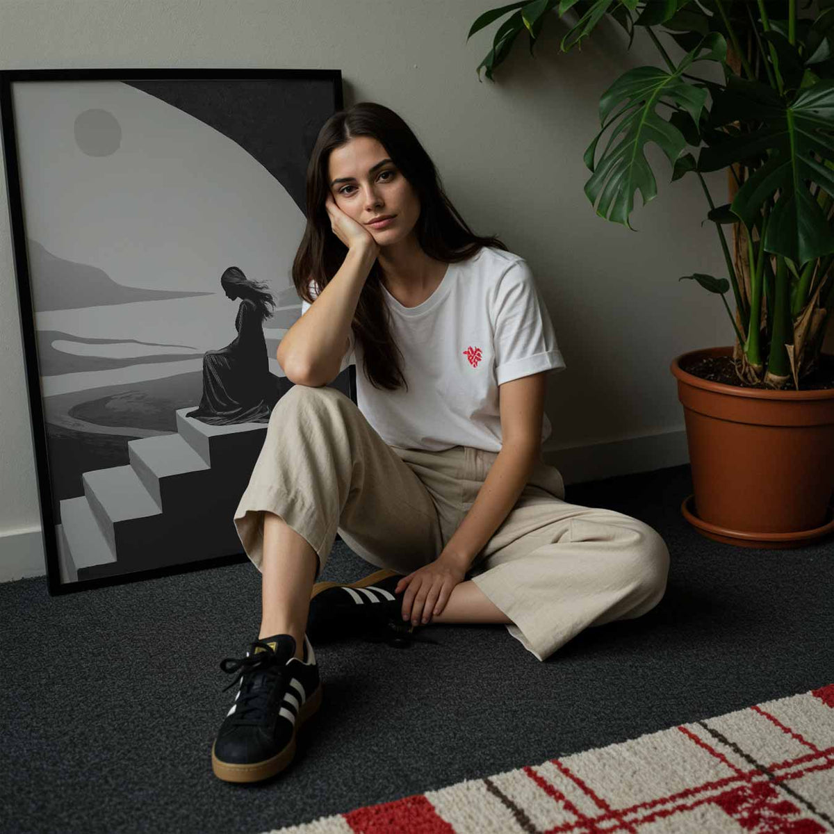 Dromerige Zwart-Wit Landschapsposter – zomerse poster in staand formaat