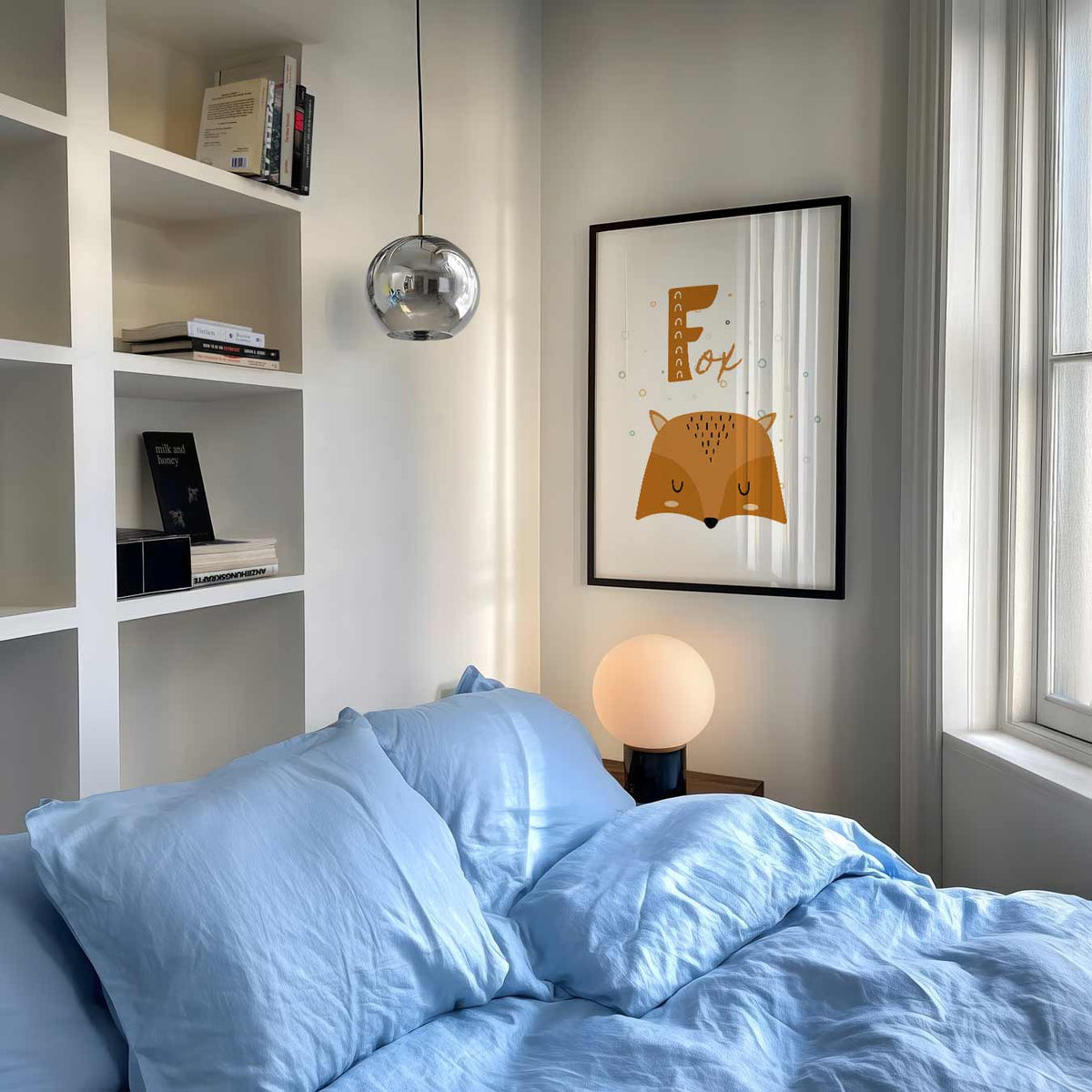 Dromerige Vos Kinderkamer – speelse wandkunst als portret kinderposter