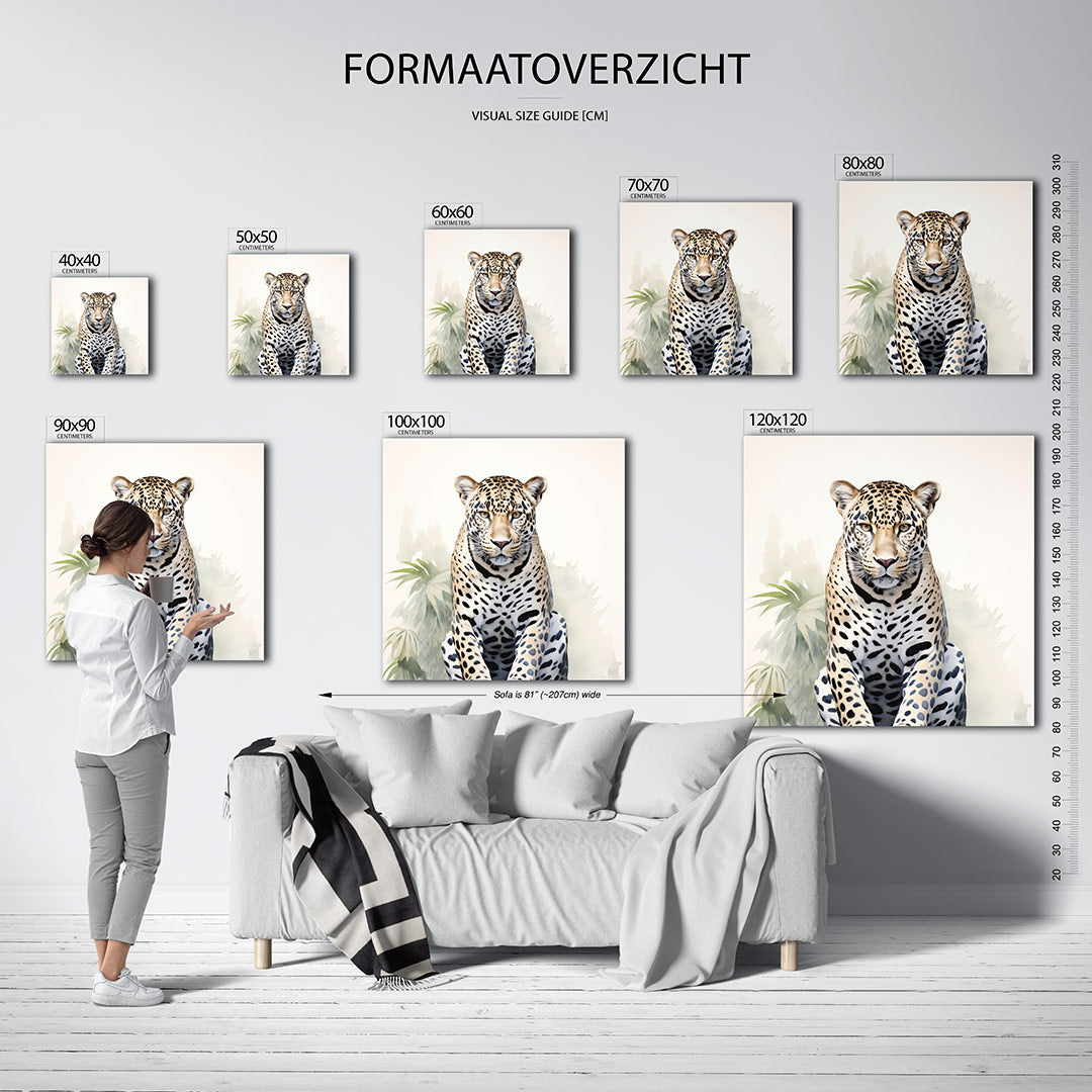 Gestileerde luipaard kunstwerk – dit kunstwerk toont een gedetailleerde luipaard met een lichte achtergrond en subtiele