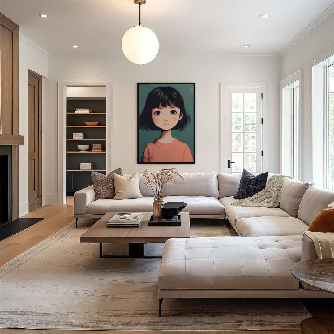 Dromerige Meisje Portret – canvas wanddecoratie in portret formaat
