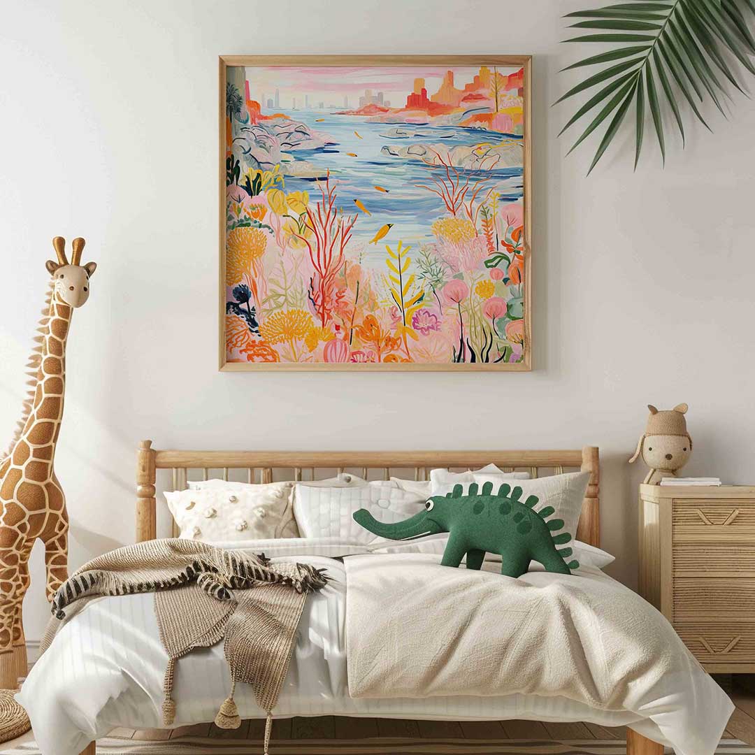 Levendige zeezicht – vierkante kinderkamer wanddecoratie van WallArtistic
