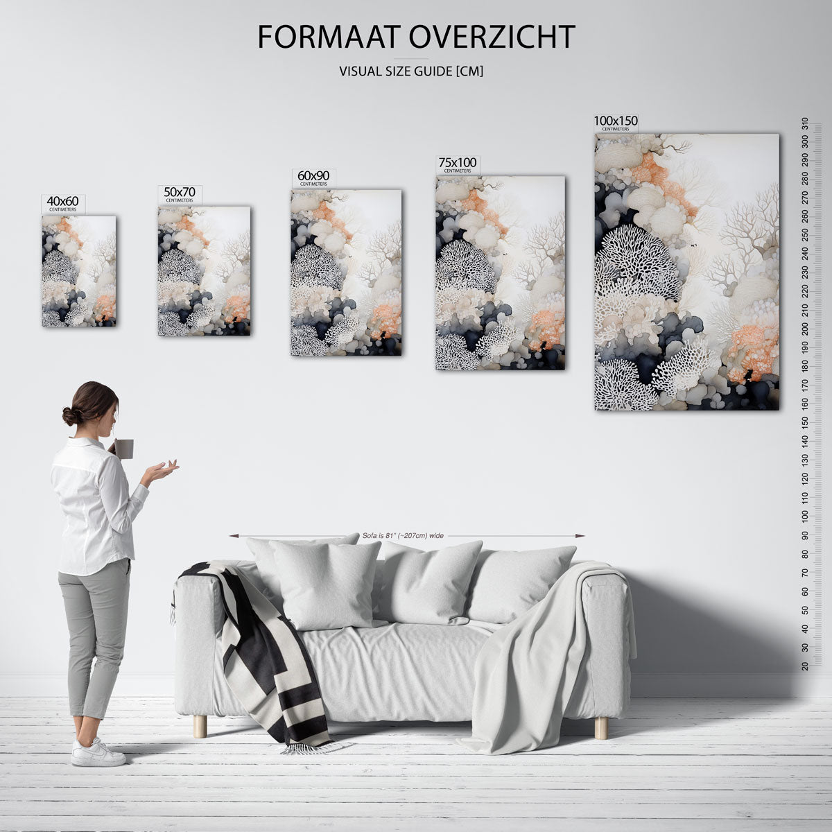 Organische vormen – staand wanddecoratie kunstwerk