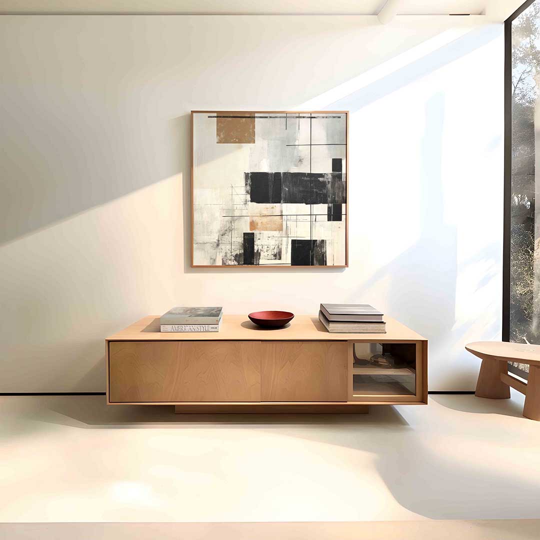 Abstracte geometrische vormen – vierkante zachte abstracte wanddecoratie van WallArtistic