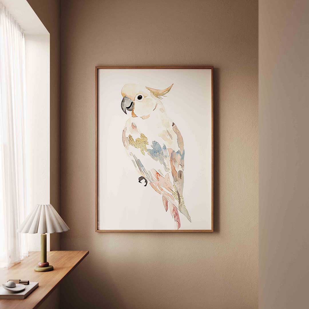 Papegaai aquarel – staande dieren wanddecoratie van WallArtistic