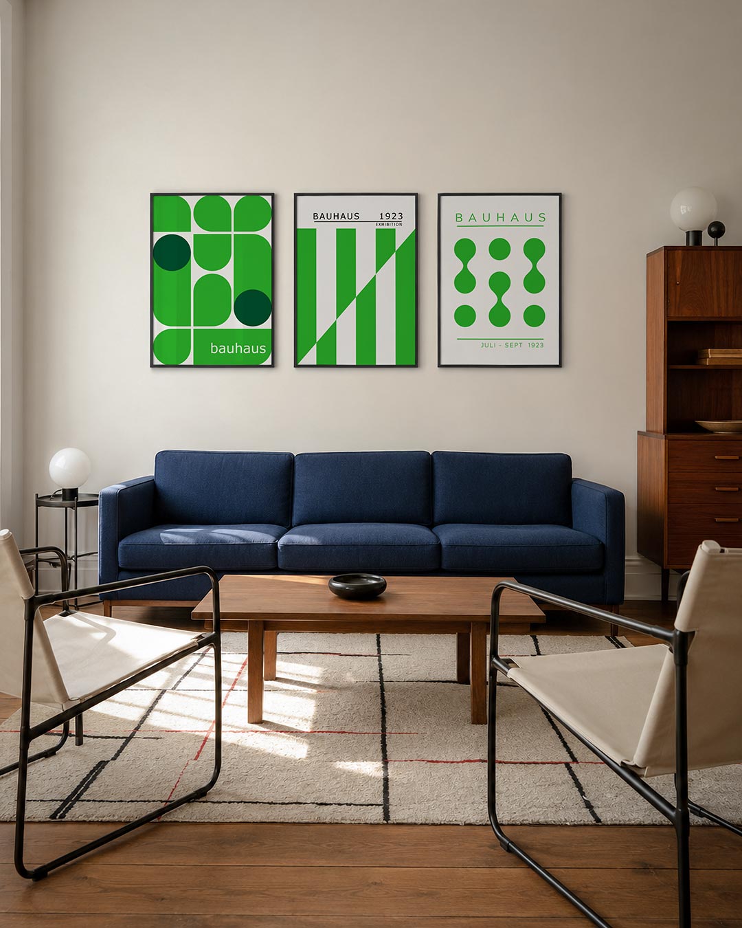 Groene vormenmix posterset – derde productweergave – deze posterset in drie delen toont een speelse mix van groene vormen.