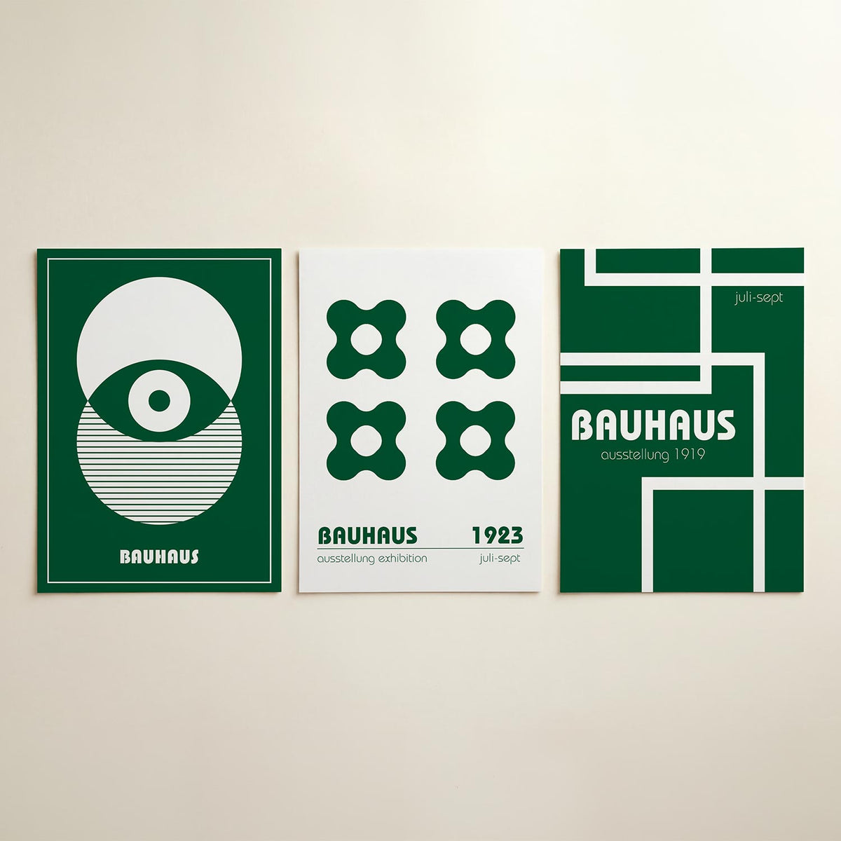 Cirkel en strepen posterset – detailweergave – deze posterset in drie delen toont een spel van cirkels en lijnen in wit en