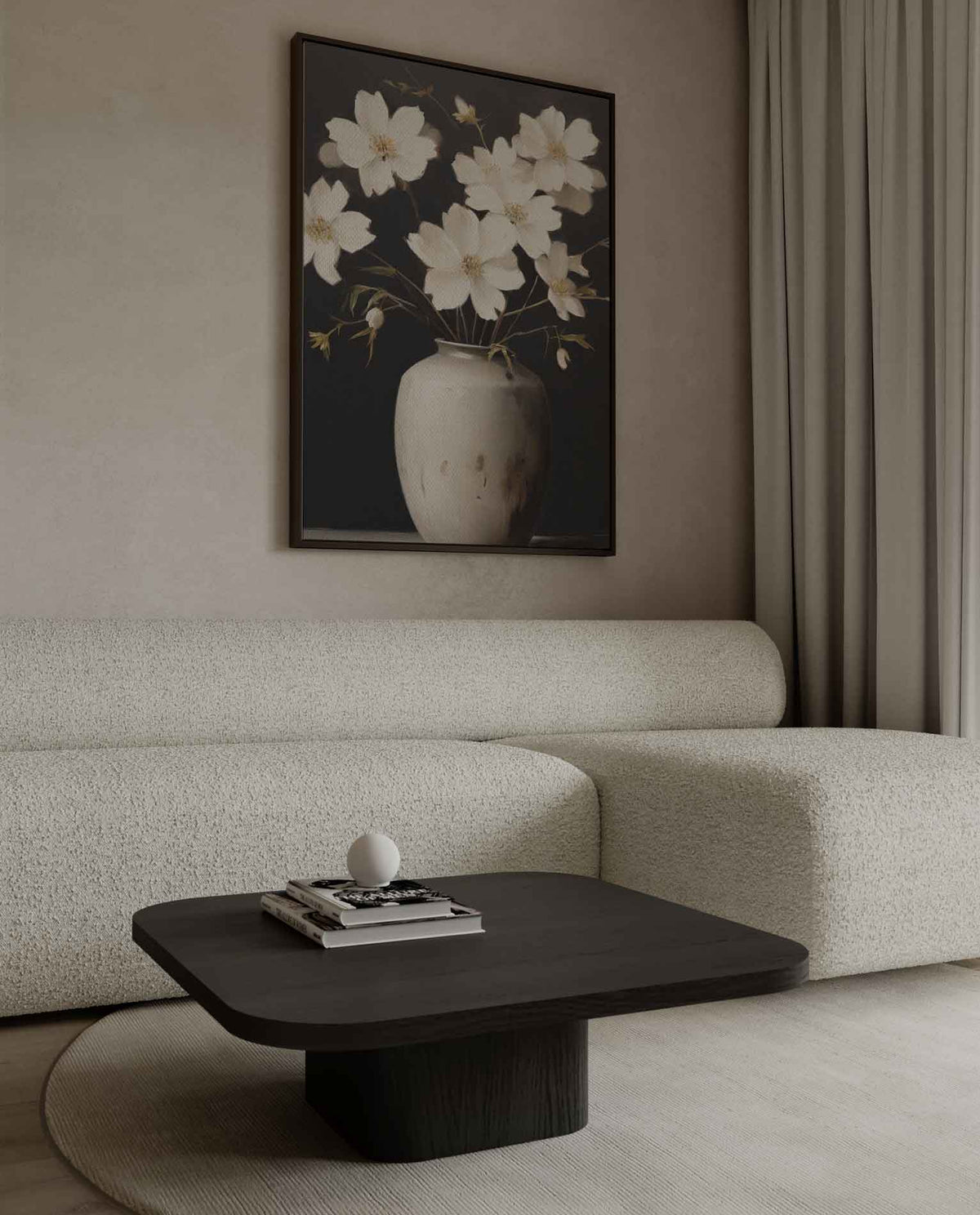 Bloemen in een Witte Vaas – dibond wanddecoratie in staand formaat