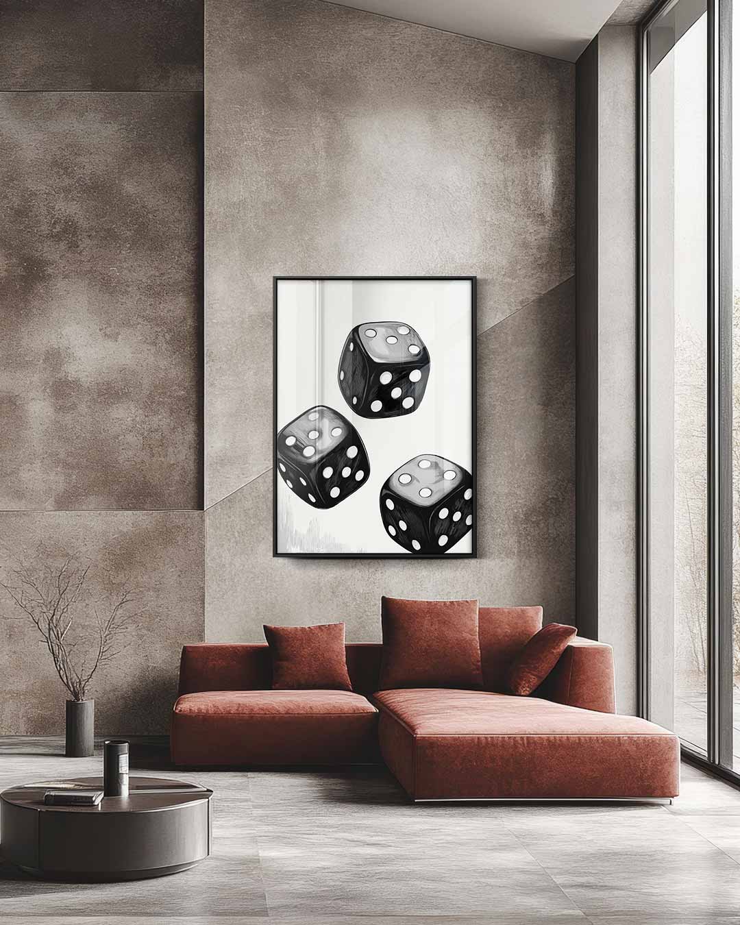 Dansende Dobbelstenen – staande wandkunst voor woonkamer of interieur