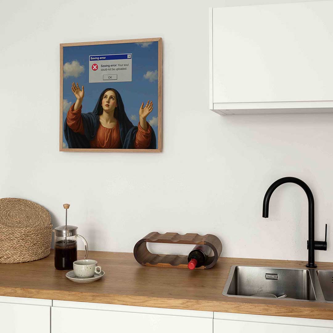 Vrouw met foutmelding – kleurrijke Pop Art poster in vierkant formaat