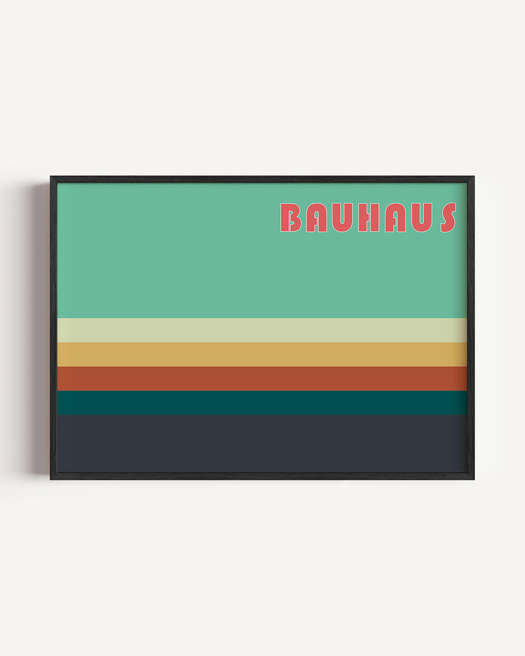Horizontale kleurvlakken – liggende Bauhaus poster als wanddecoratie