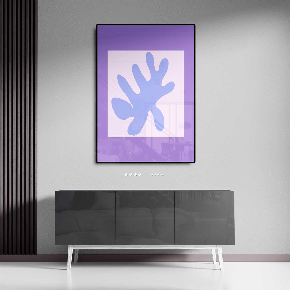 Abstracte Bladvorm in Paarstinten – canvas wanddecoratie in portret formaat