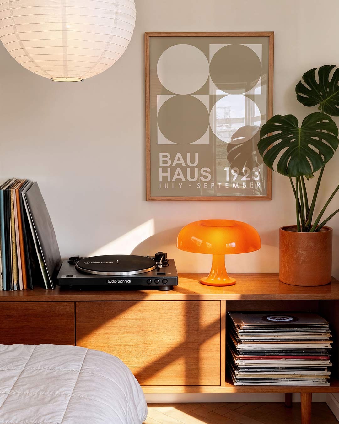 Cirkel en vierkant – geometrische Bauhaus poster in staand formaat
