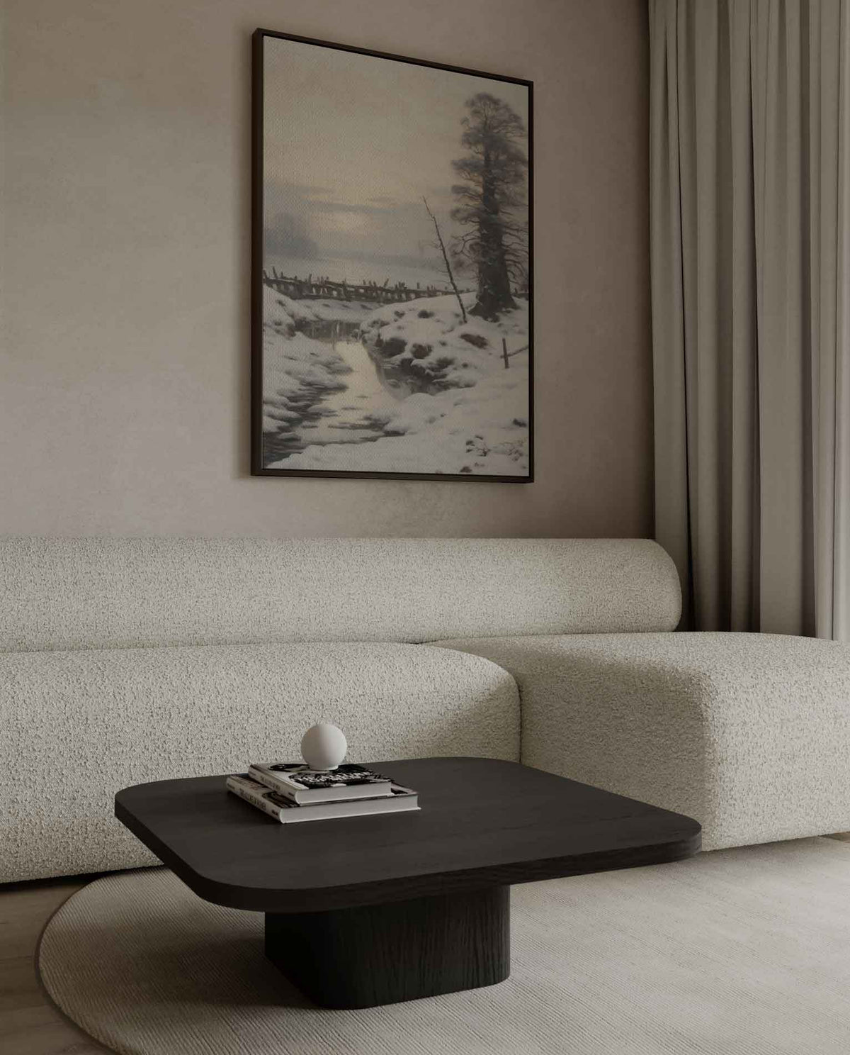 Winterse Rust in het Landschap – dibond wanddecoratie in staand formaat