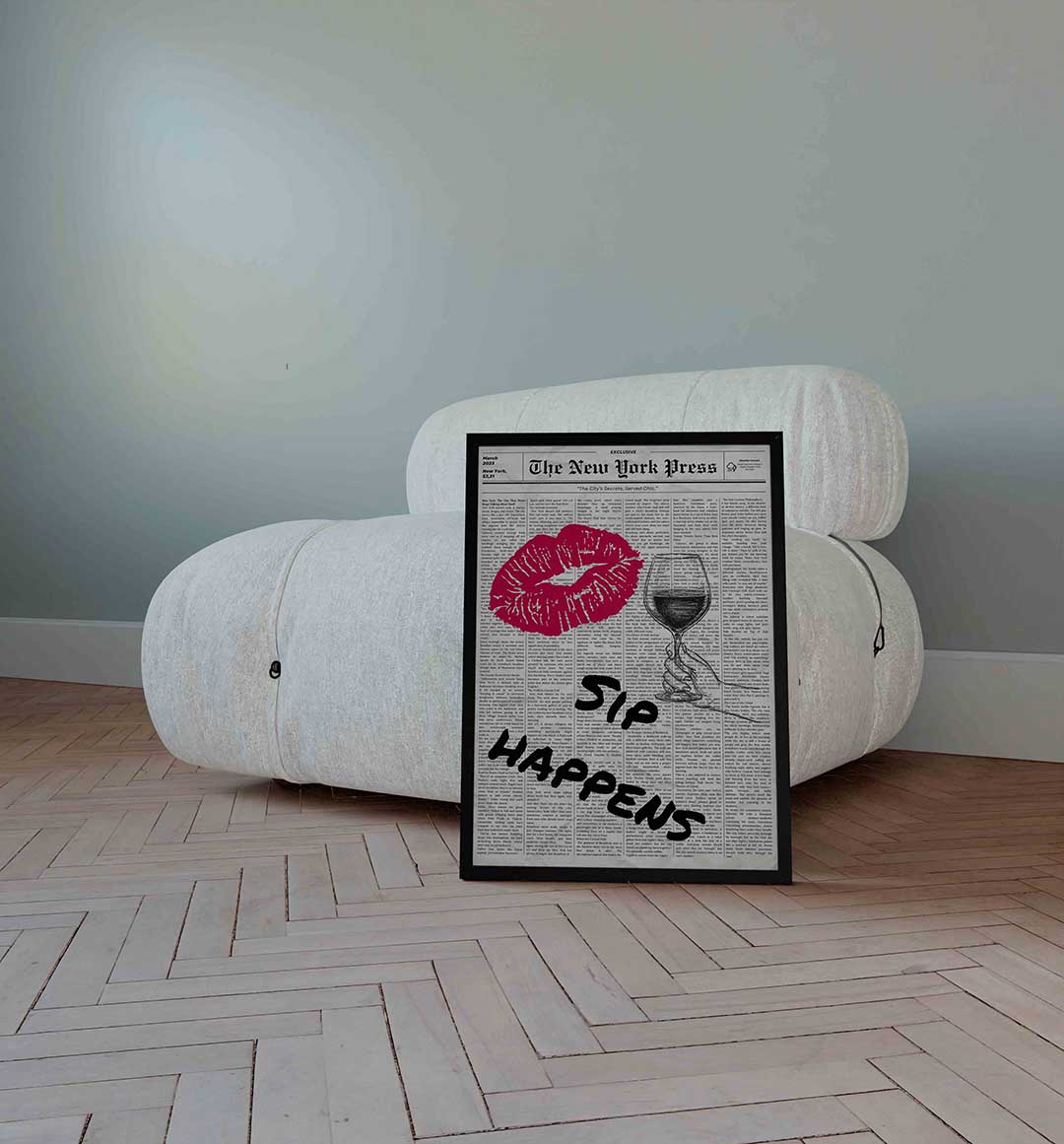 Wijn en lippenstift – Pop Art wandkunst als portret poster