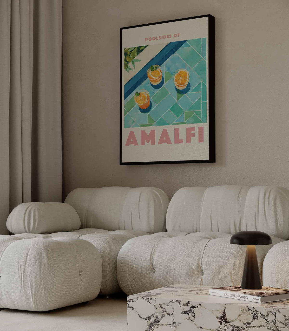 Poolside Genieten in Amalfi – canvas kunstwerk als wanddecoratie