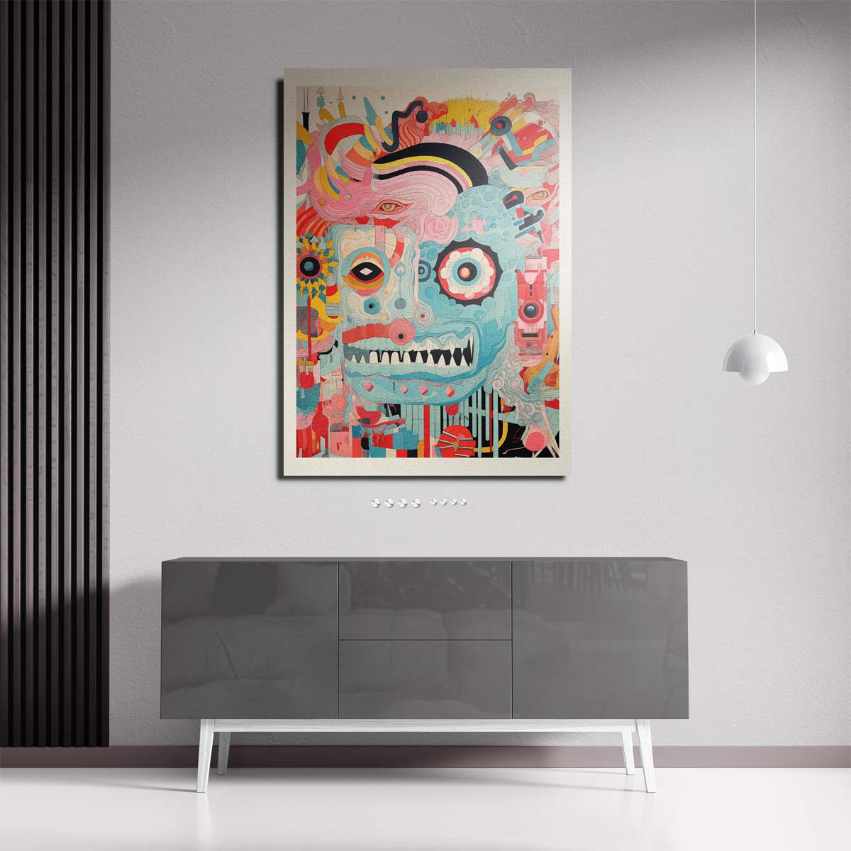 Kleurrijke Chaos – staande wandkunst voor woonkamer of interieur