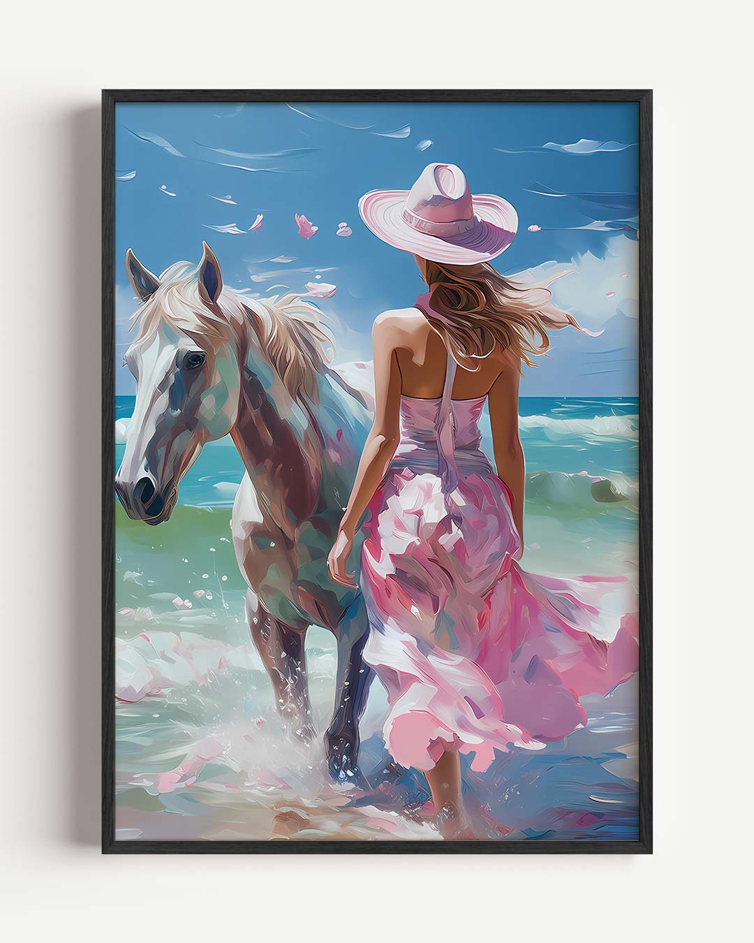 Strandavontuur met Paarden – paas portret poster als wanddecoratie