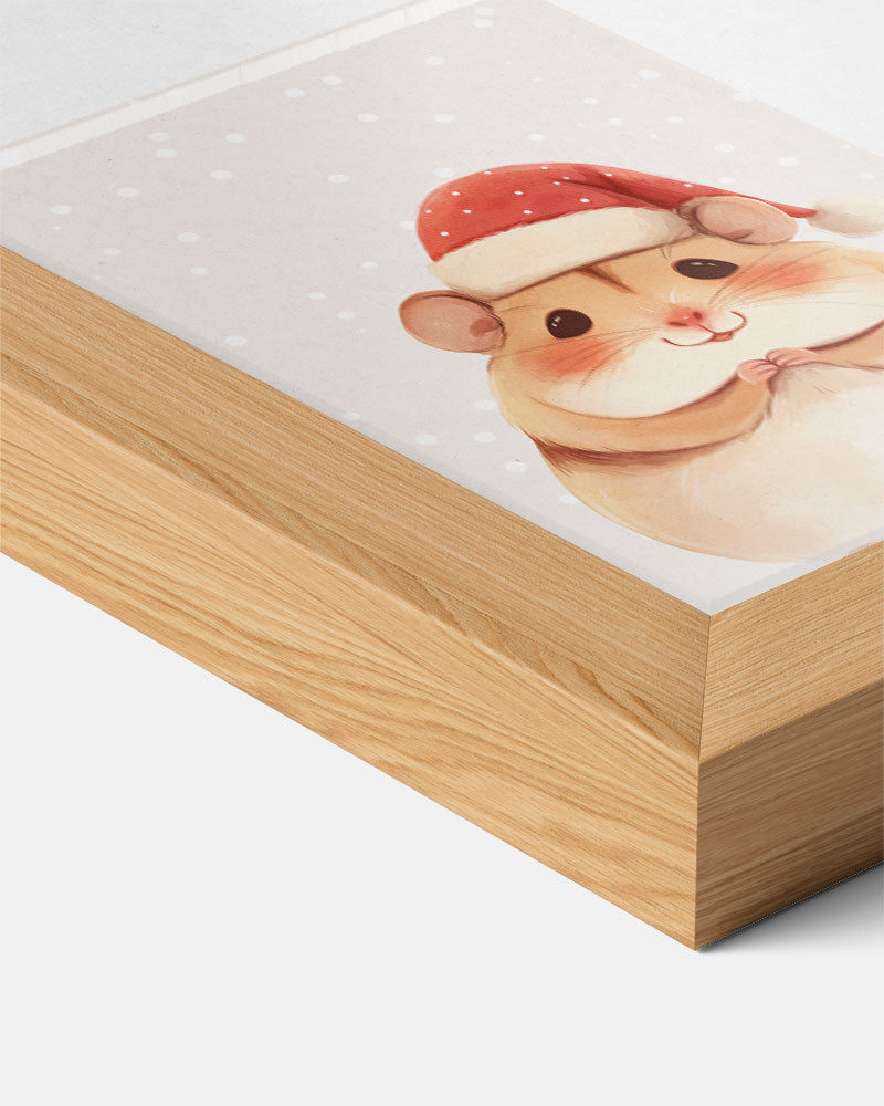 Schattige Kerst Hamster – kids poster als vrolijke staande wanddecoratie