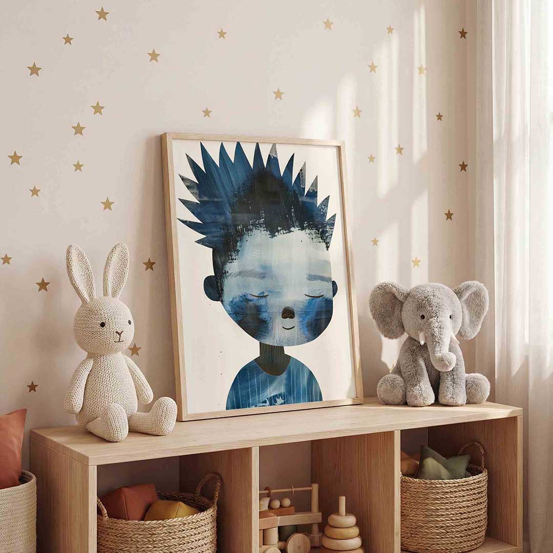 Blauw figuur – staande kinderkamer wanddecoratie van WallArtistic