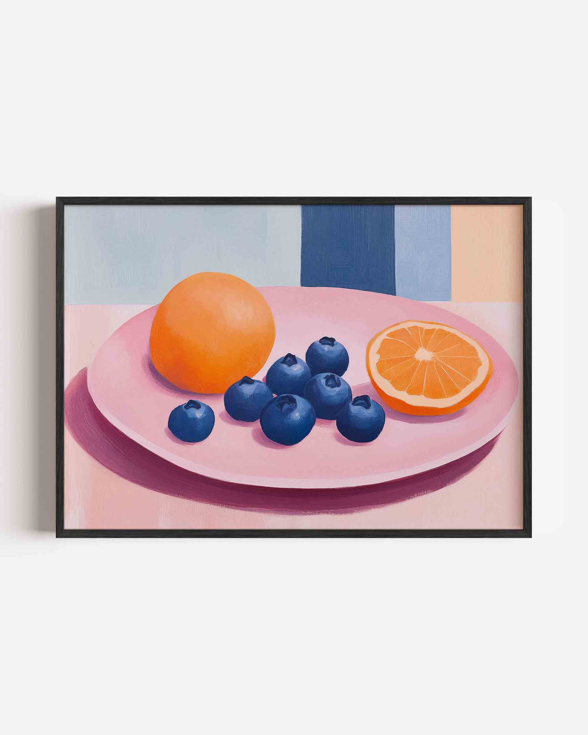 Fruit op roze bord – keuken landscape poster als wanddecoratie