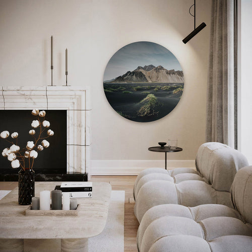 Berglandschap – ronde fotografie wanddecoratie van WallArtistic
