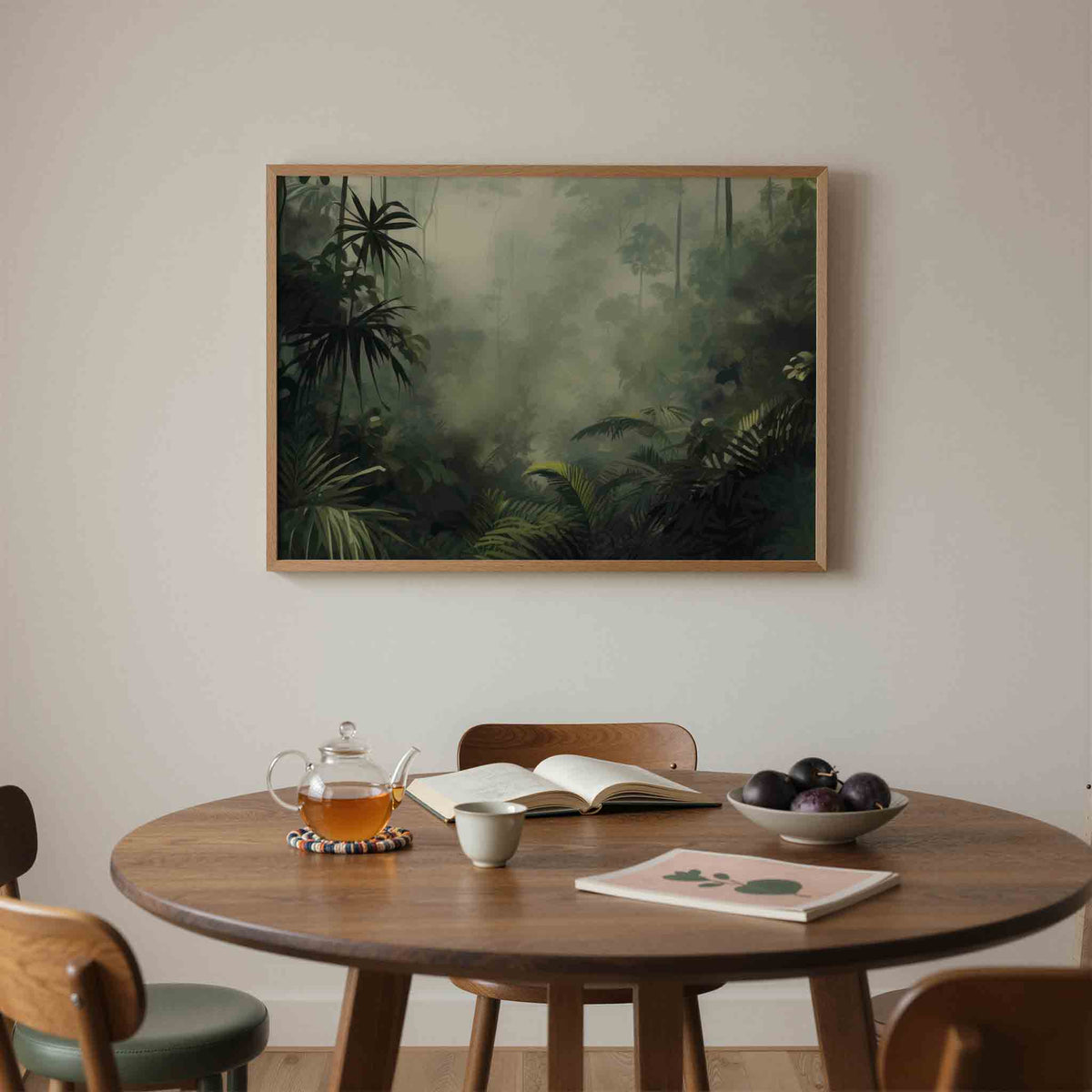 Tropisch bladerdek – liggende jungle wanddecoratie van WallArtistic