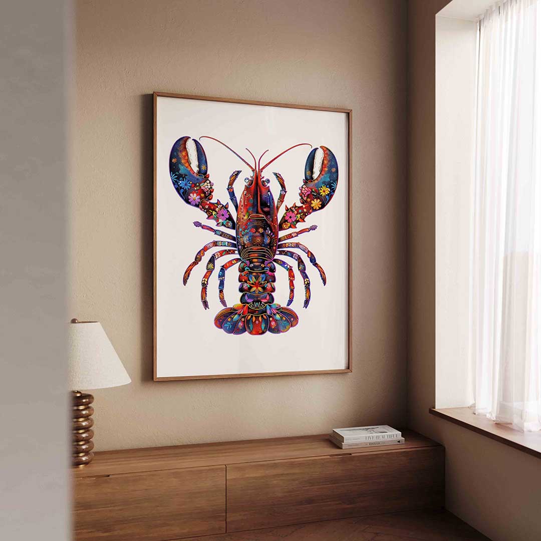 Kleurrijke kreeft – dierenillustratie als portret poster