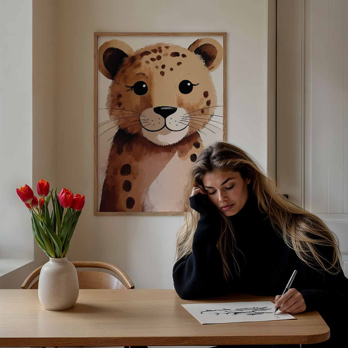 Schattige Baby Luipaard – staande muurposter voor de kinderkamer