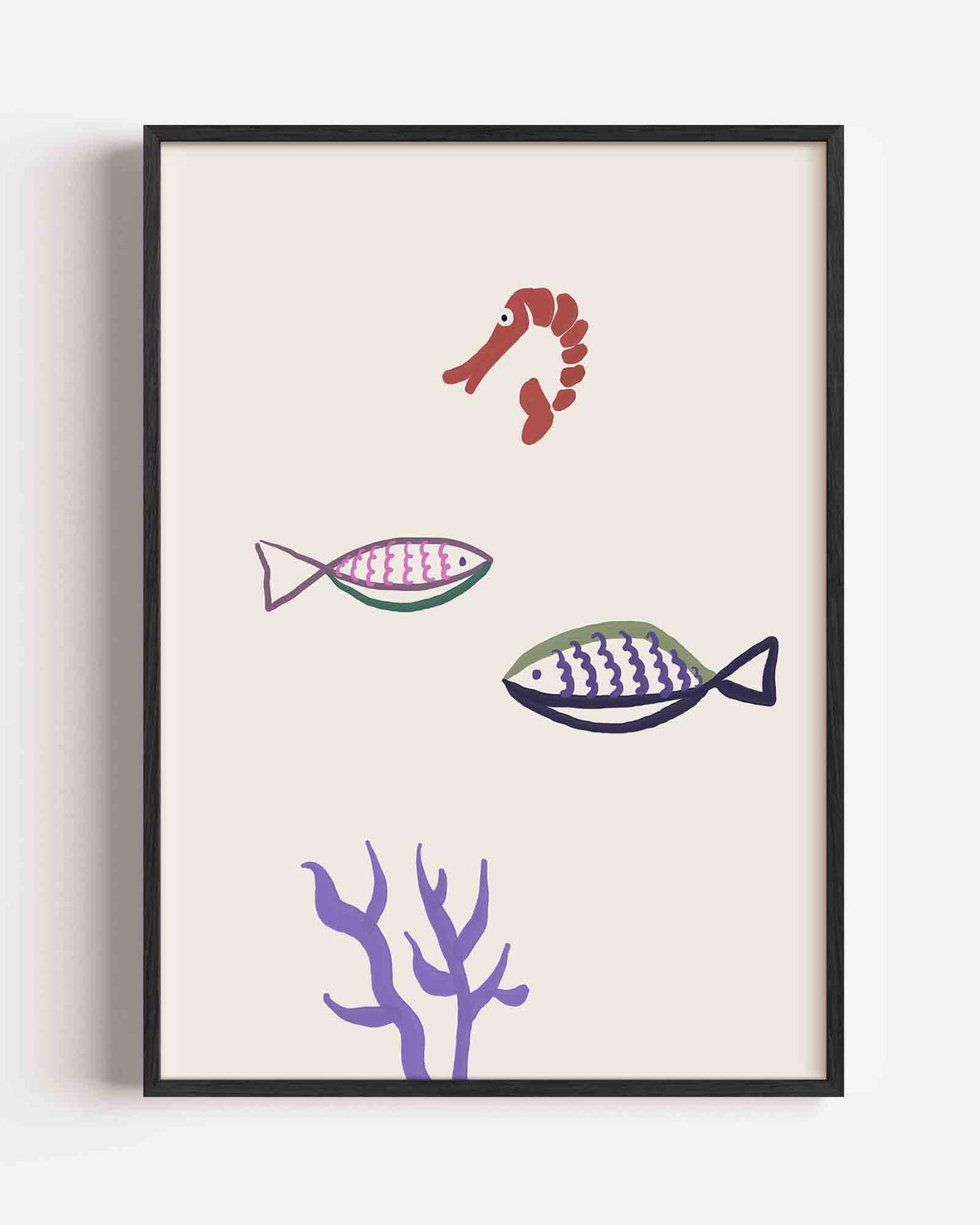 Vissen en garnaal – hedendaagse illustratie portret poster als wanddecoratie