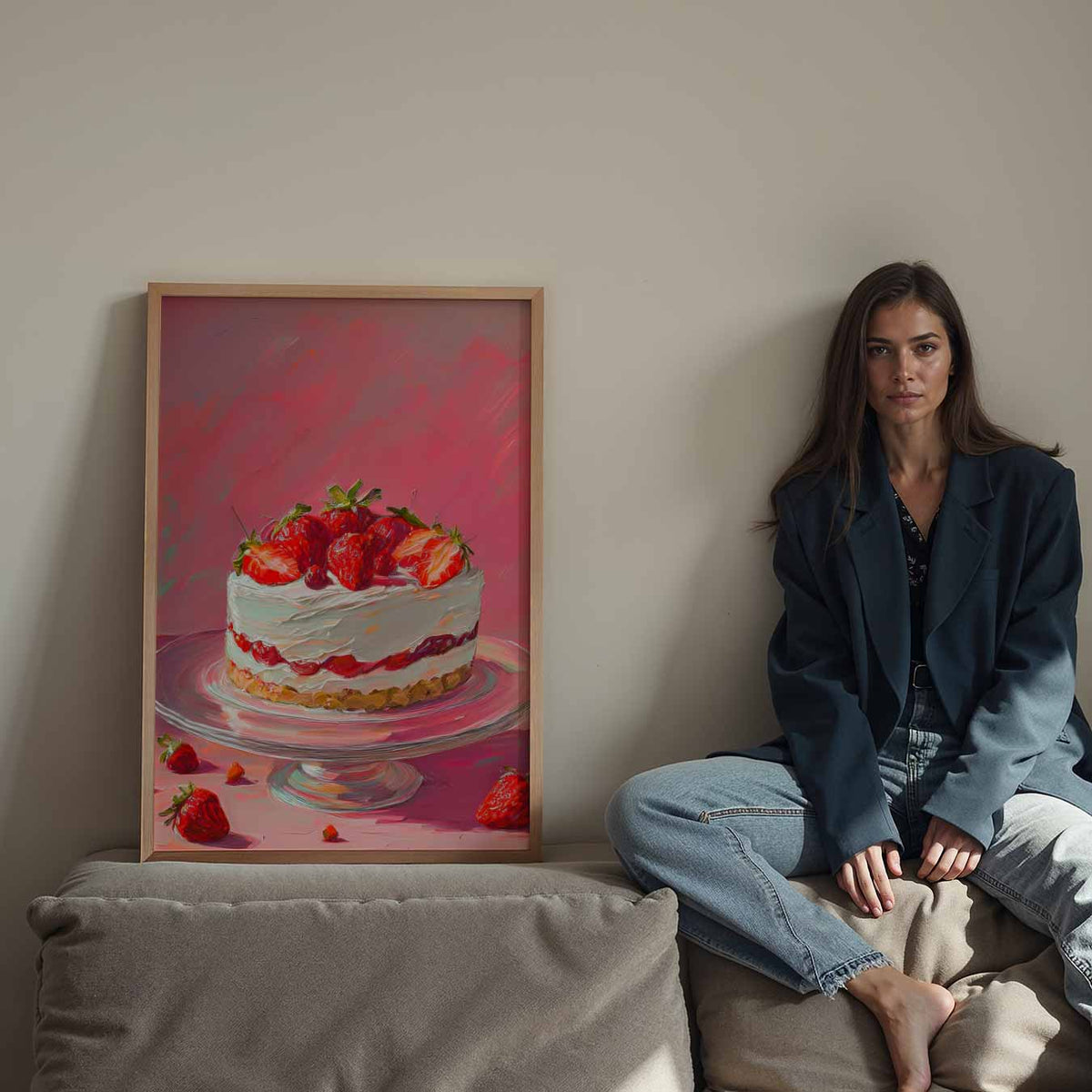 Aardbeien Romantiek – staande keuken wanddecoratie van WallArtistic