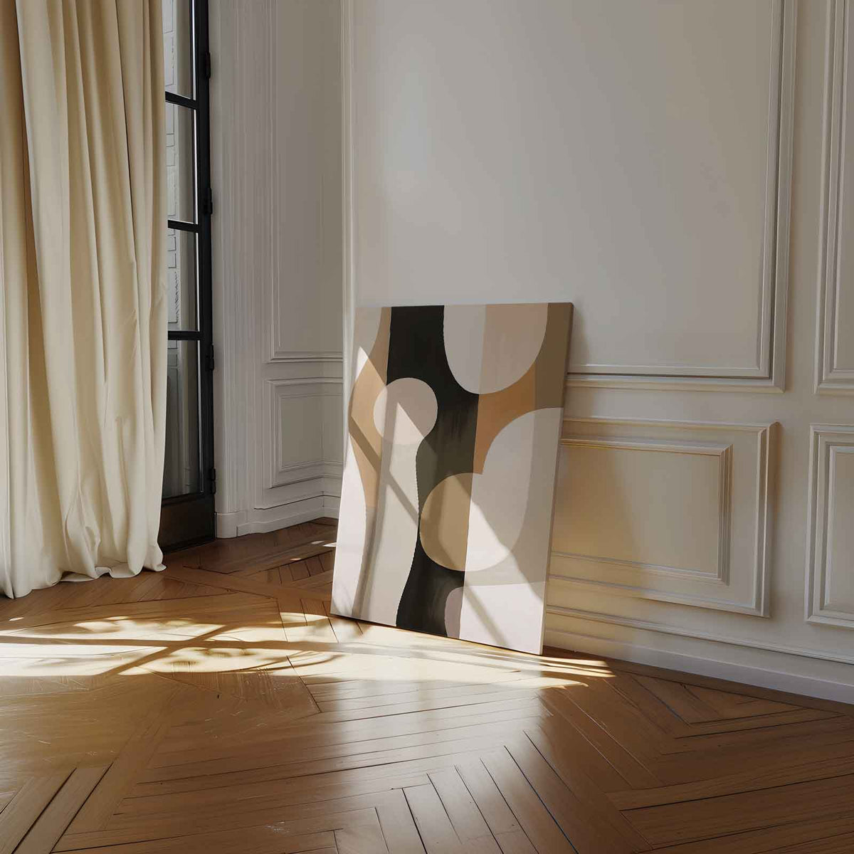 Abstracte Elegantie in Aardetinten – portret kunstwerk als wanddecoratie, afbeelding 14