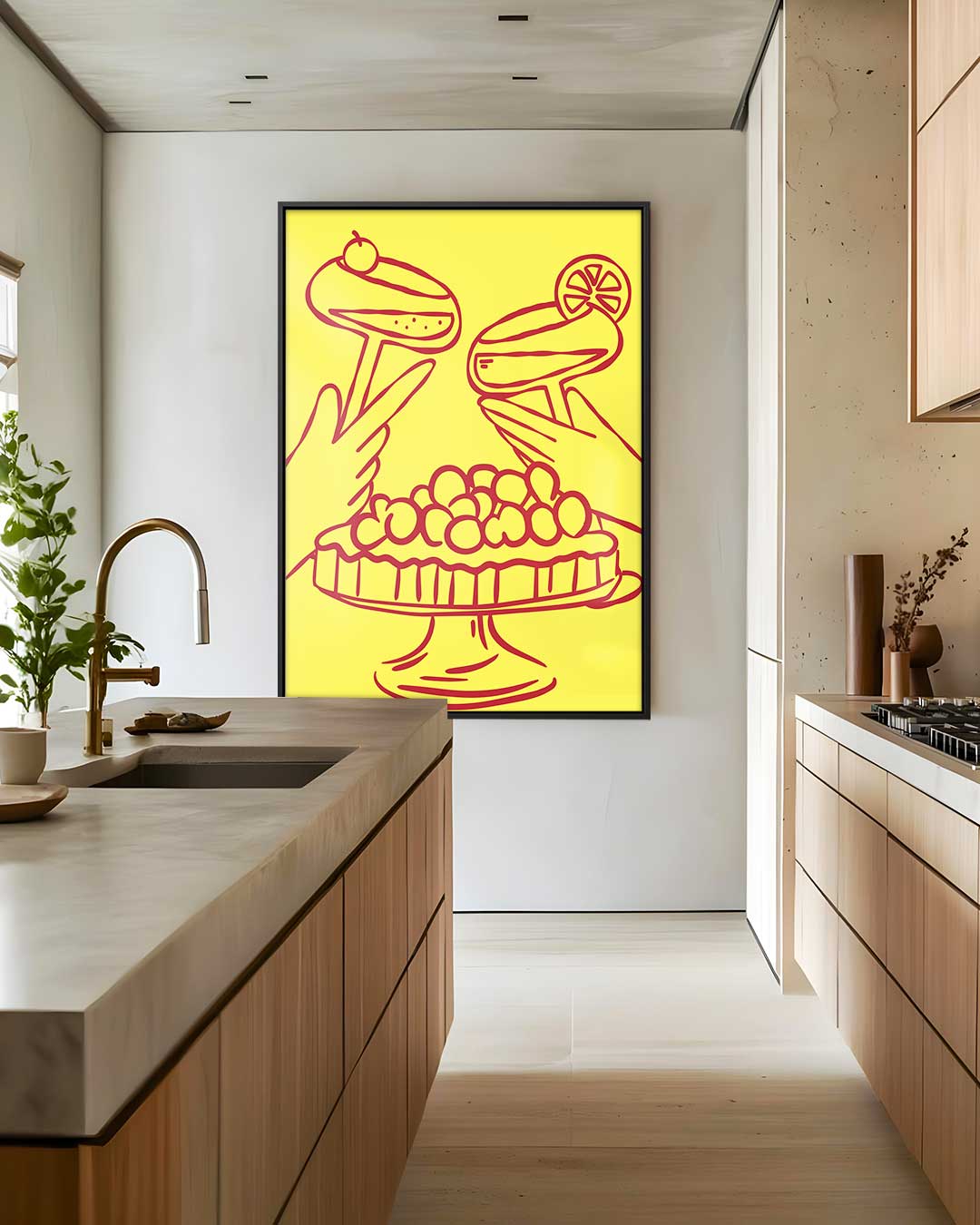 Feestelijke Toast en Taart – staand kunstwerk voor modern interieur