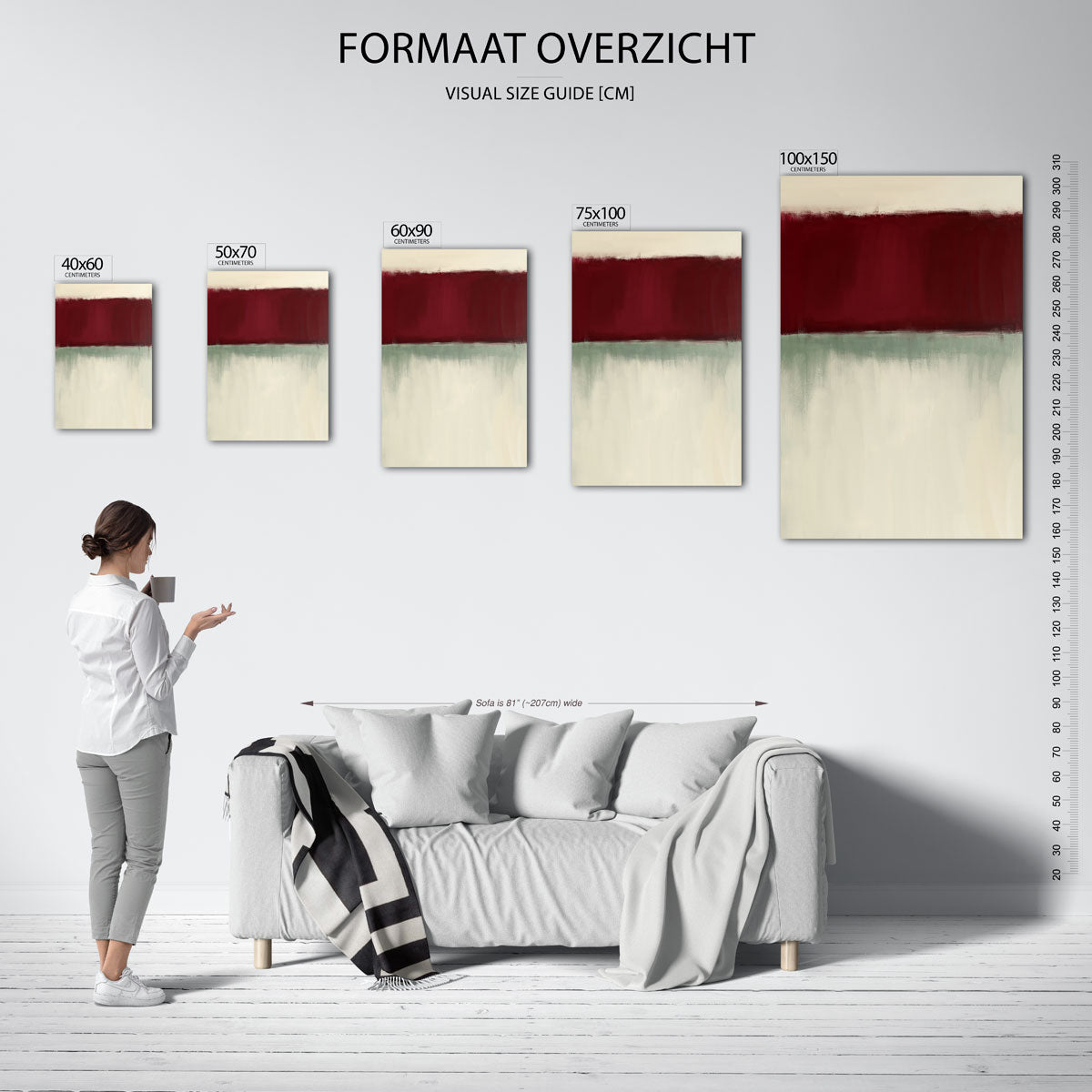 Horizontale kleurvlakken – staand wanddecoratie kunstwerk