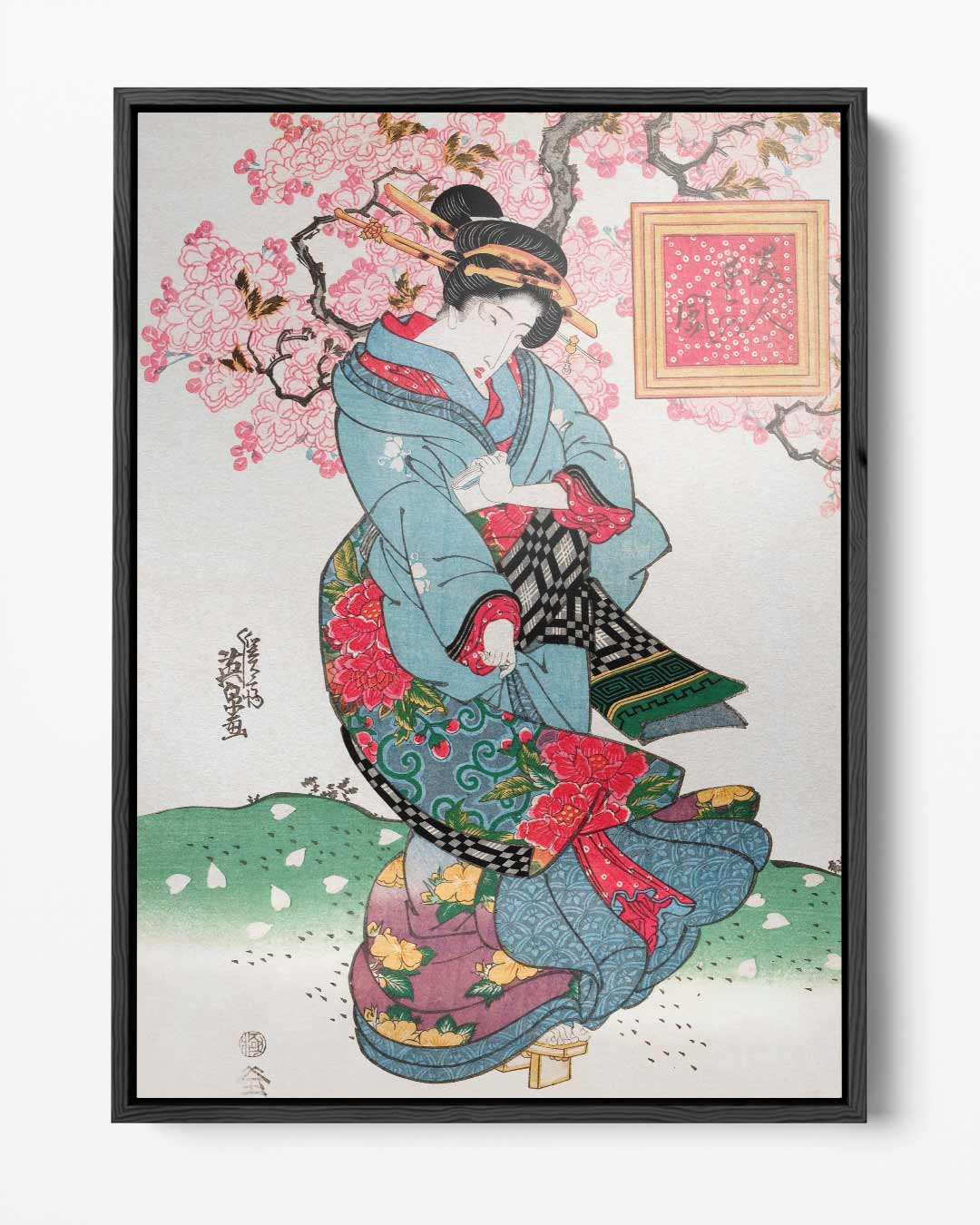 Japanse Tuin Bloemenprint – portret kunstwerk als wanddecoratie