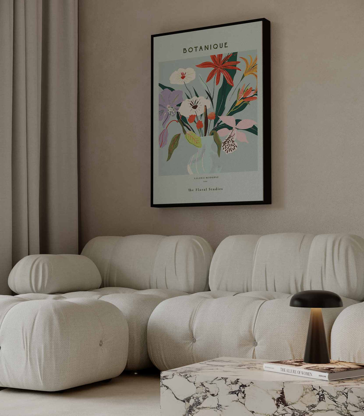Botanic Bliss Bloemenkunst – staande wandkunst voor woonkamer of interieur
