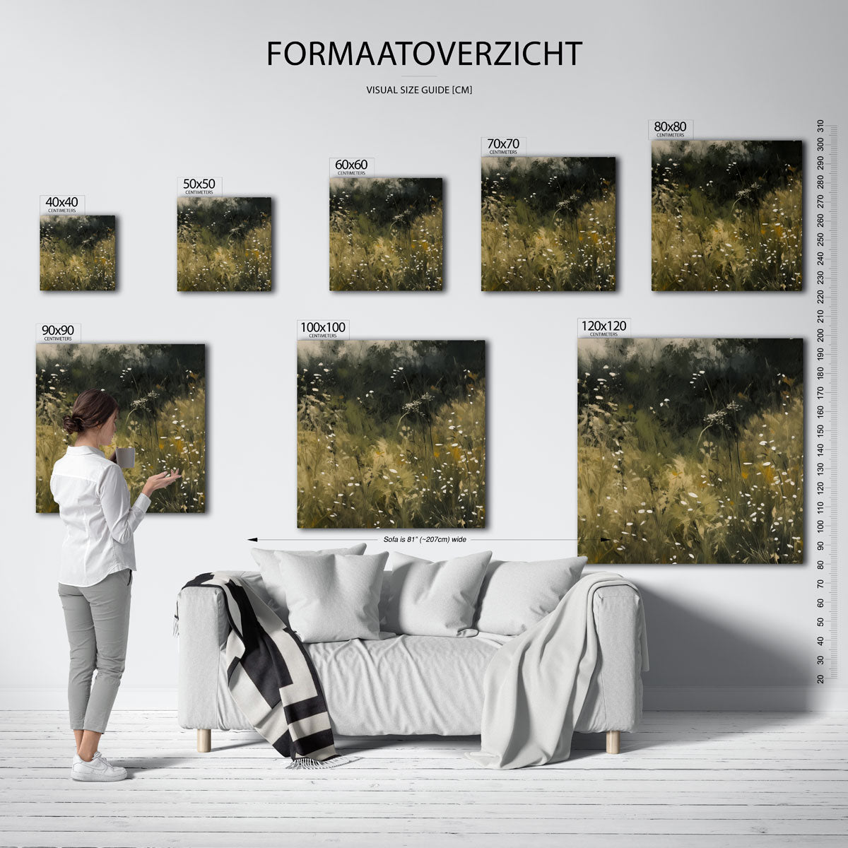 Wilde bloemen – vierkante muurposter met kleurrijke vormen