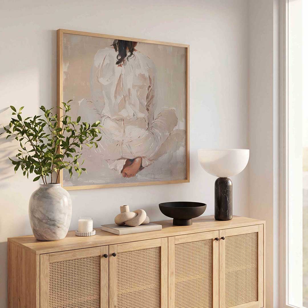 Zittende figuur – kunst en design poster in vierkant formaat