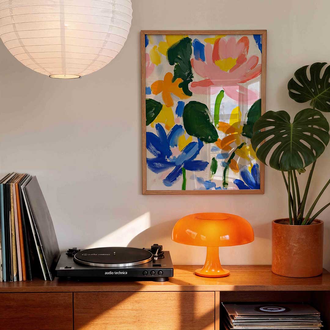 Bloemen en bladeren – staande bloemen wanddecoratie van WallArtistic