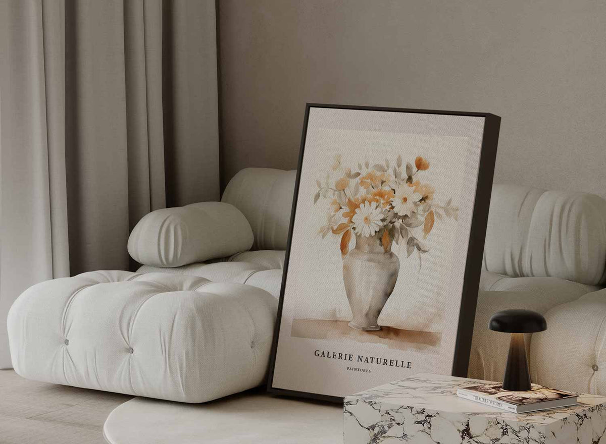 Zacht Bloemstilleven – staande wandkunst voor woonkamer of interieur
