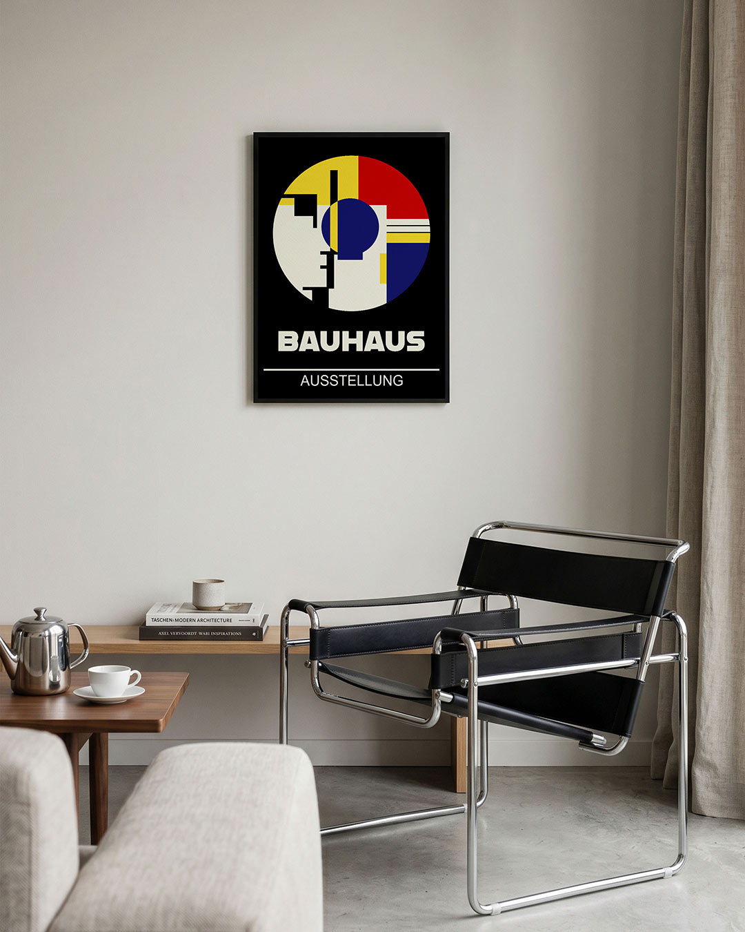 Cirkelvorm en kleur – geometrische Bauhaus poster in staand formaat