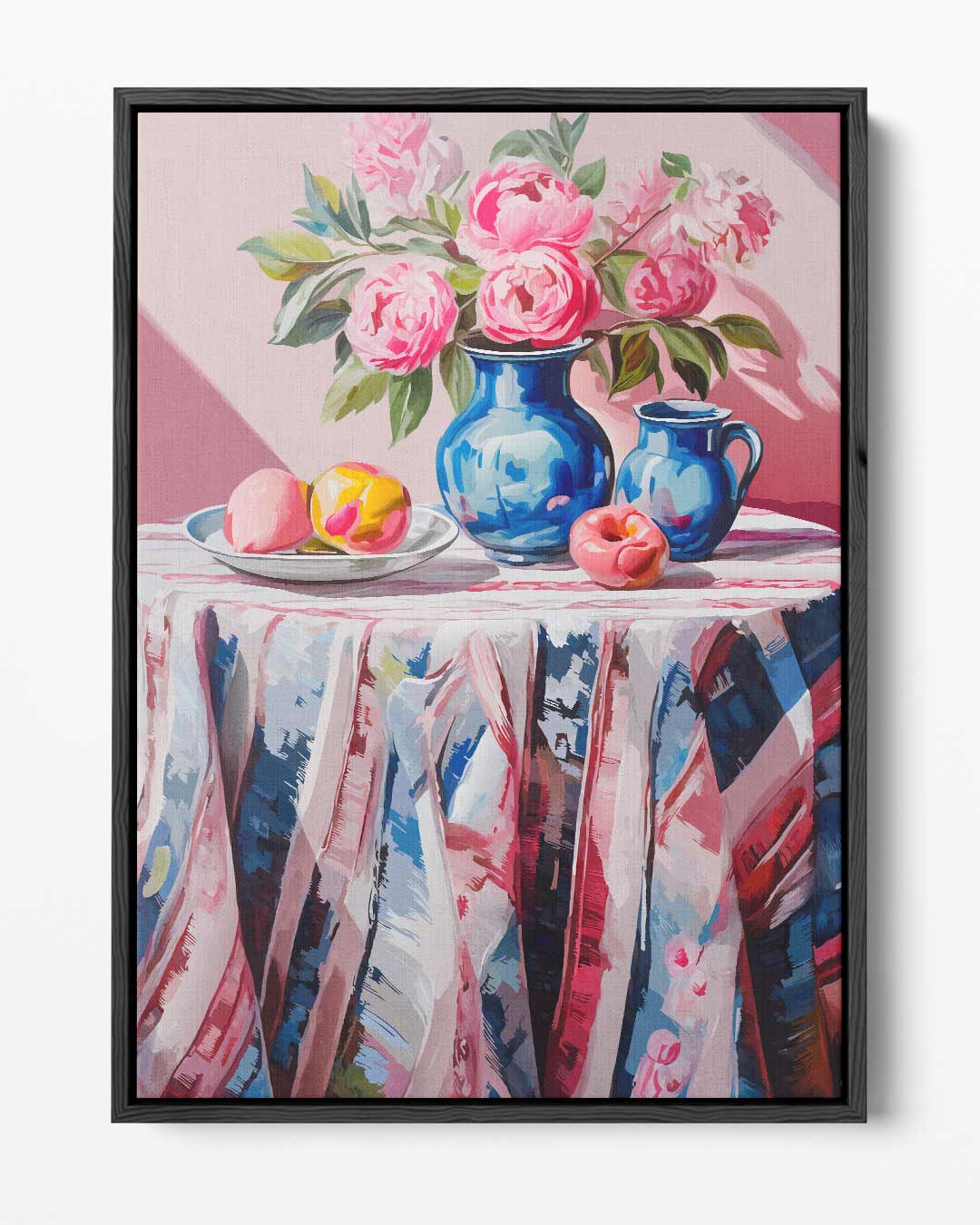 Kleurrijk Stilleven met Vaas en Pioenrozen – portret kunstwerk als wanddecoratie