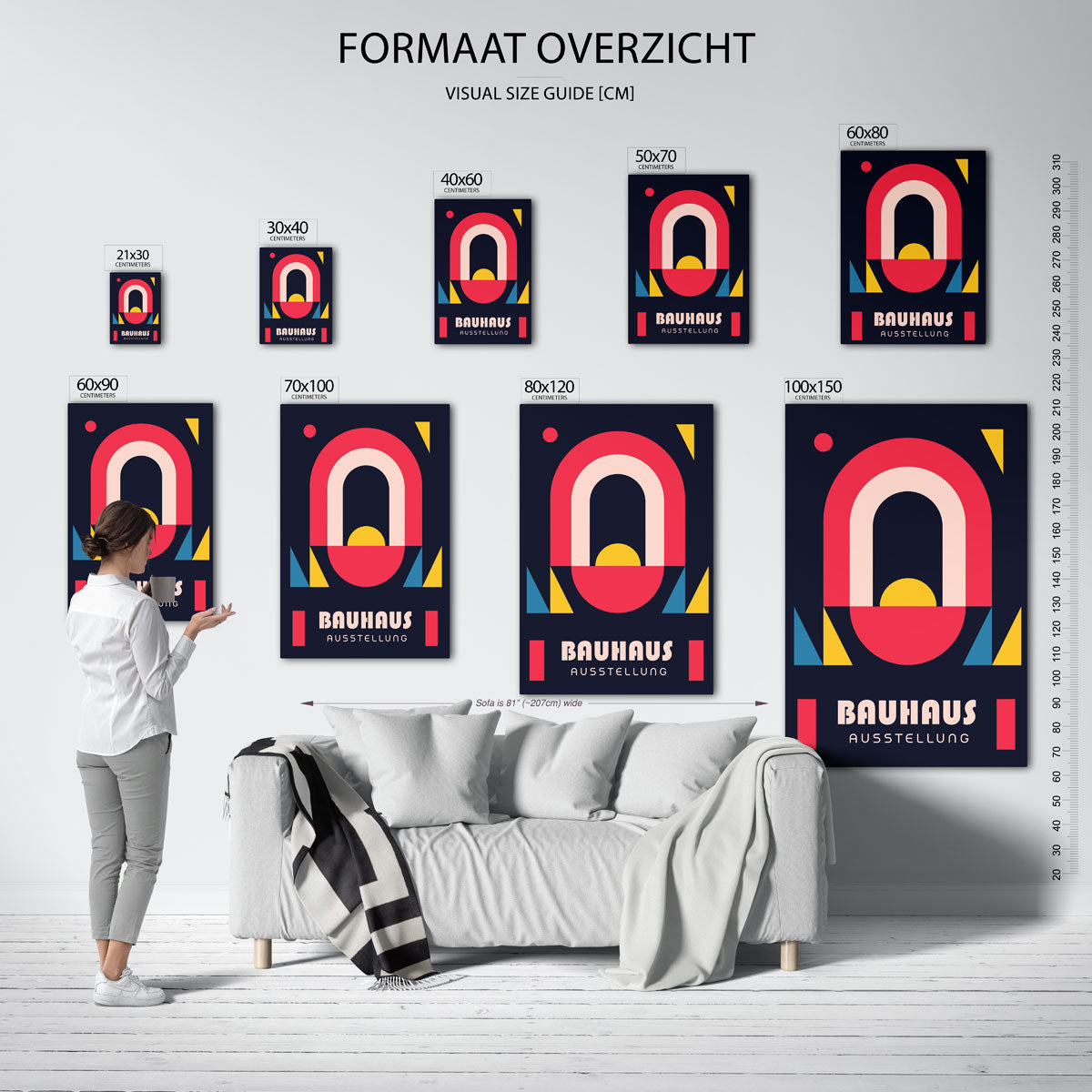 Vormen en vlaken – geometrische poster in Bauhaus-stijl van WallArtistic