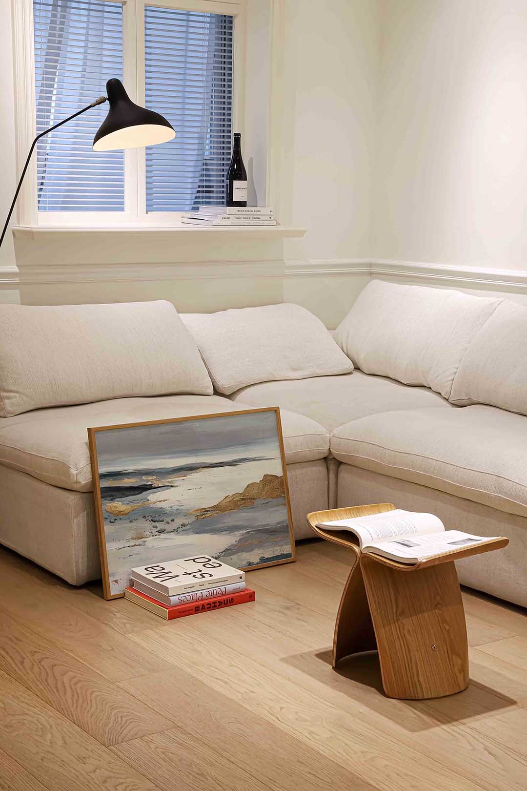 Gouden en grijze landschapsweergave – abstracte wandkunst als landscape poster