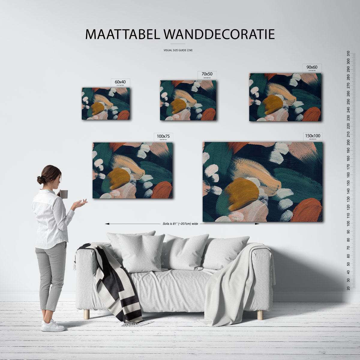 Kleurencompositie – Harmonieuze – moderne liggende wandkunst