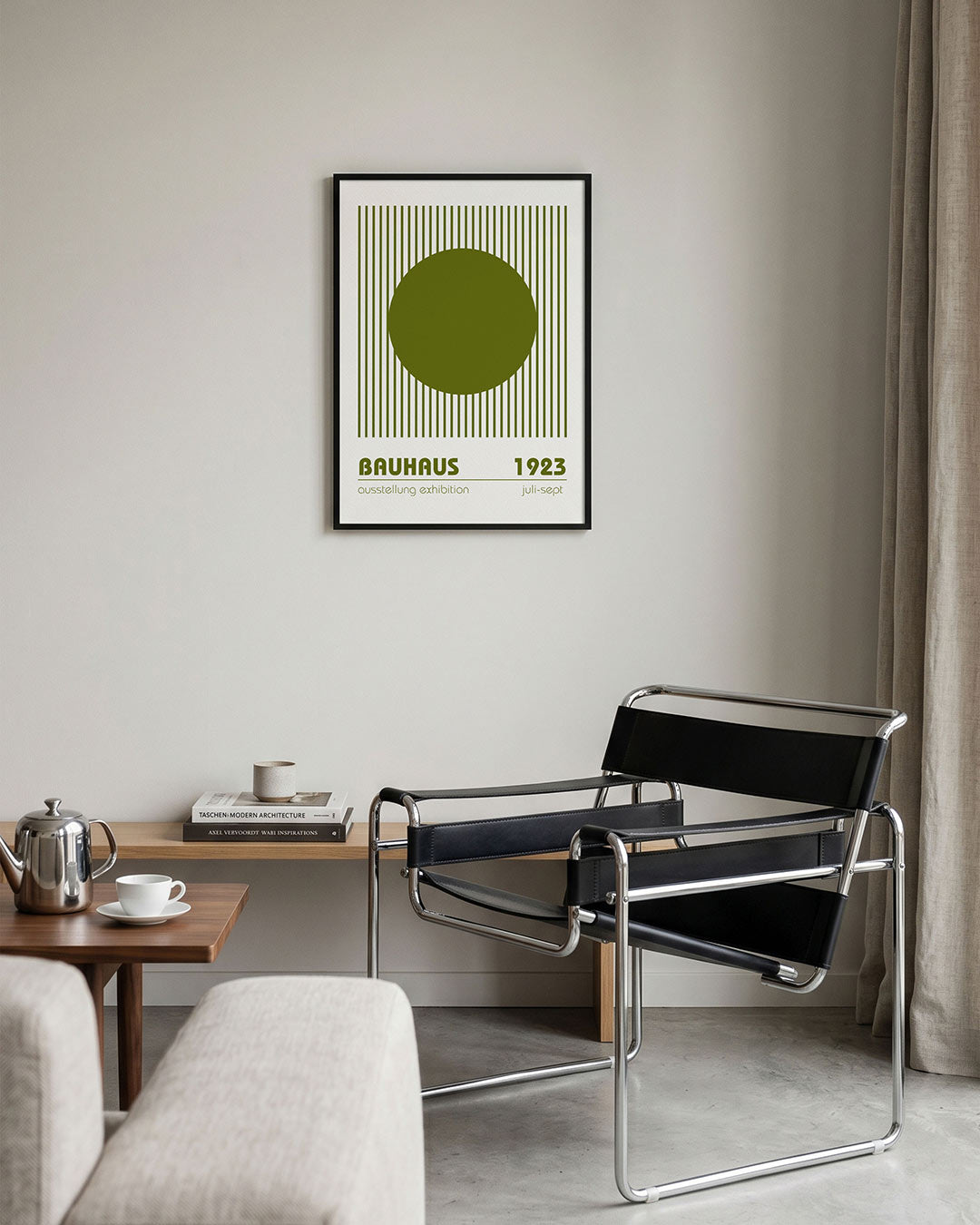 Cirkel en lijnen – geometrische Bauhaus poster in staand formaat
